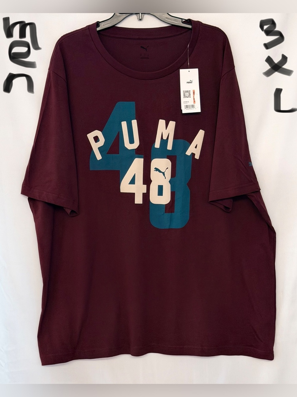 Puma Maroon Short-Sleeve Tee with Teal and Cream Graphics
